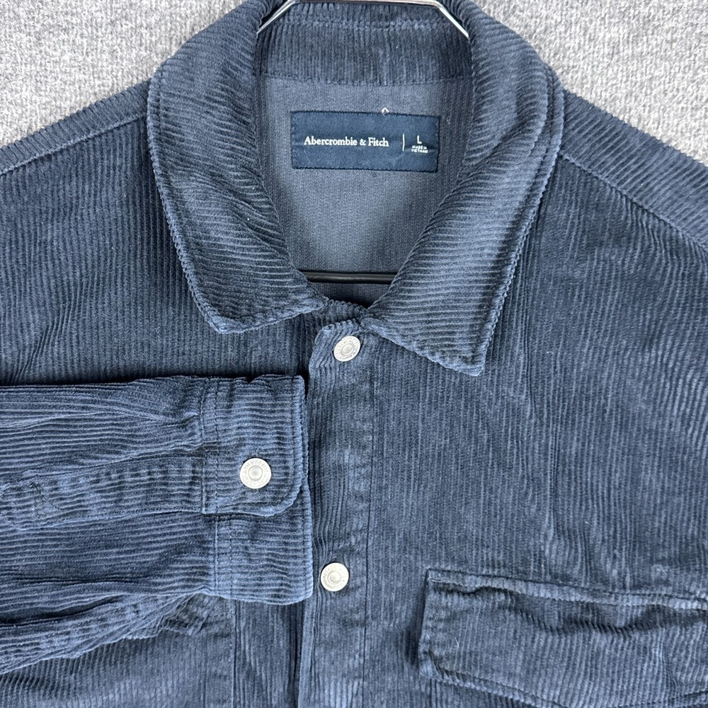 Abercrombie & Fitch Shirt Jacket Mens Large Navy Corduroy Long Sleeve Chore Work